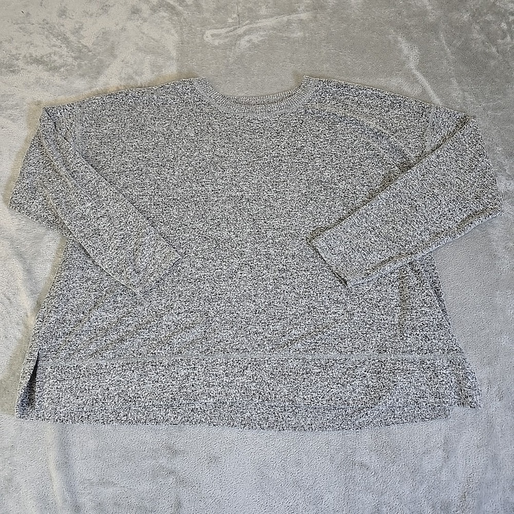 Lucky Brand Sweater Womens XXL Gray Marled Crewneck Long Sleeve Viscose Blend